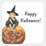 Witchy Woman Vintage Halloween Square Stickers