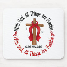 WITH GOD CROSS AIDS / HIV T-Shirts & Gifts Mouse Mats