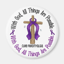 WITH GOD CROSS Fibromyalgia T-Shirts & Gifts Refrigerator Magnet