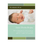 With Joy Green/Aqua • Baby Announcement postcards