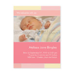 With Joy Pink/Vanilla • Baby Announcement postcards
