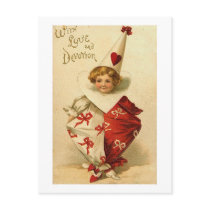 With Love and Devotion Valentine Clown Postcards