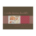 With Love Pink/Brown • Birth Announcement postcards