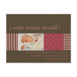 With Love Pink/Brown • Birth Announcement postcards