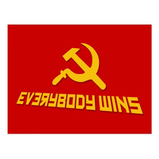 With Socialism Everybody Wins! Government Satire Postcard