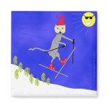 Witty Ski Kitty Gets Big Air magnets