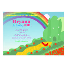 Wizard of OZ Emerald City Slippers Birthday Party Announcement