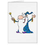Wizard Waving And Cape Holding A Magic Wand Greeting Card