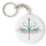 Wizard's Staff and Skulls Keychain