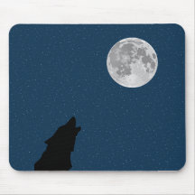 Wolf and Moon Mouse pad