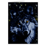 Wolf and stars greeting card