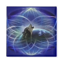 Wolf and the dreamcatcher refrigerator magnet