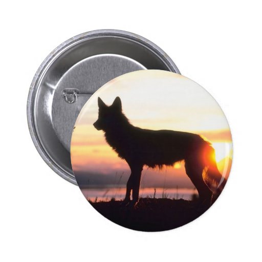 Wolf at Sunset Buttons