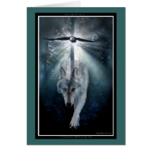 Wolf & Eagle Animal Lover PEACE Greeting-card