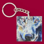 Wolf face colored key chains