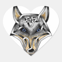 Wolf Face Heart Stickers