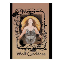 Wolf Goddess postcard by Lori Karels