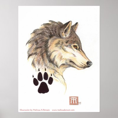 Wolf Head Profile print by Nightmareartist