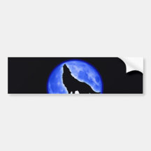 Wolf Howling at Moon Bumper Stickers