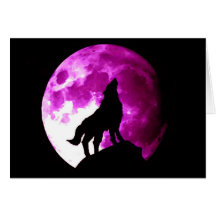 Wolf Howling at Moon Greeting Cards