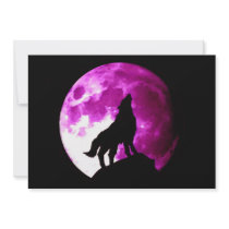 Wolf Howling at Moon Invitation