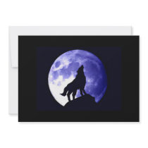 Wolf Howling at Moon Invitation