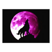 Wolf Howling at Moon Invitation