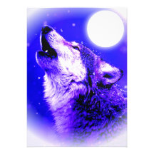 Wolf Howling at Moon Invitation