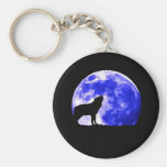 Wolf Howling at Moon Key Chain
