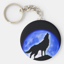 Wolf Howling at Moon Key Chain