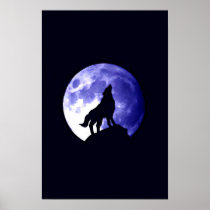 Wolf Howling at Moon Poster Print - Wolf Posters