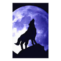 Wolf Howling at Moon Stationery