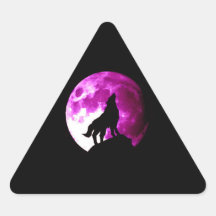 Wolf Howling at Moon Triangle Sticker