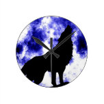 Wolf Howling at Moon Wallclock