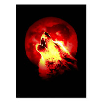 Wolf Howling at Red Night postcards