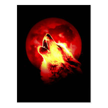 Wolf Howling at Red Night Post Cards