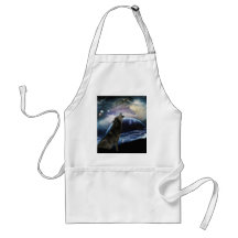 Wolf howling at the moon aprons