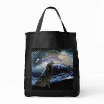 Wolf howling at the moon bag