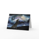 Wolf howling at the moon card
