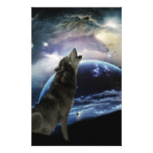 Wolf howling at the moon personalized stationery