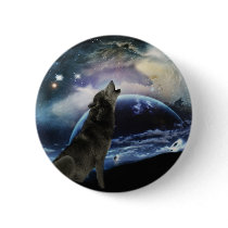 Wolf howling at the moon pins