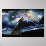 Wolf howling at the moon posters