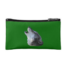 wolf howling cosmetic bag