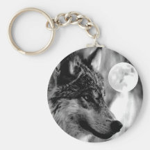Wolf & Moon Keychains