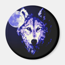 Wolf & Moon Magnets