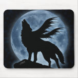 Wolf & Moon (With Stars) Mousepad