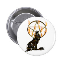 Wolf Pentagram Buttons