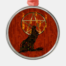 Wolf Pentagram Christmas Ornaments