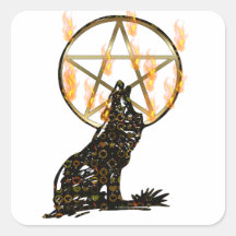Wolf Pentagram Square Sticker