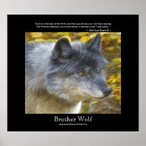 Wolf Portrait & Wolf Poem Wildlife Art Poster